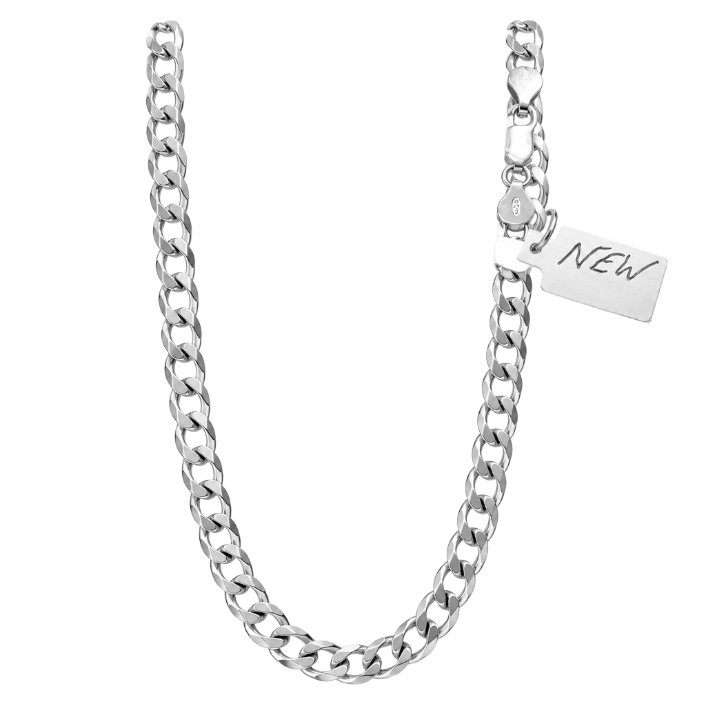 6 mm Cuban Curb Link Chain Necklace in Solid 925 Sterling Silver β 1