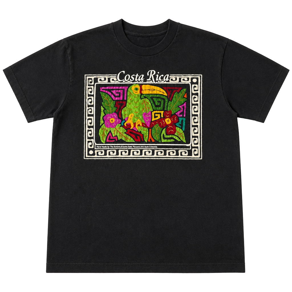 Vintage 90s Indios Costa Rica Hand Made Art Tee Size L - , 1