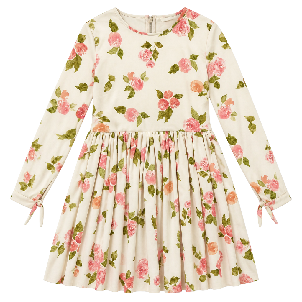 Anthropologie Floral Watercolor Pleated Maxi Dress - Long Sleeve 1