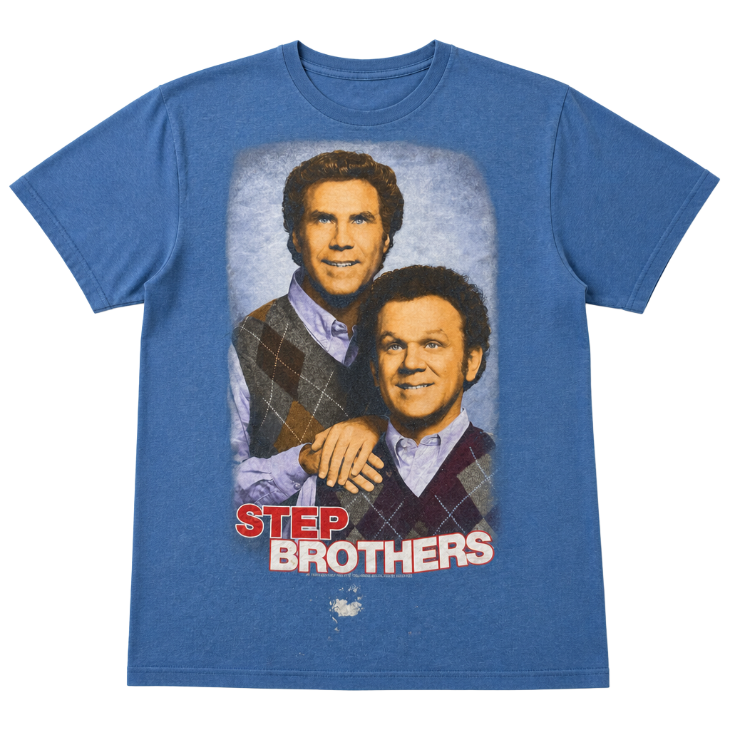 Step Brothers Prestige Worldwide Dale & Brennan Blue Promo T-Shirt Men's SMALL 1