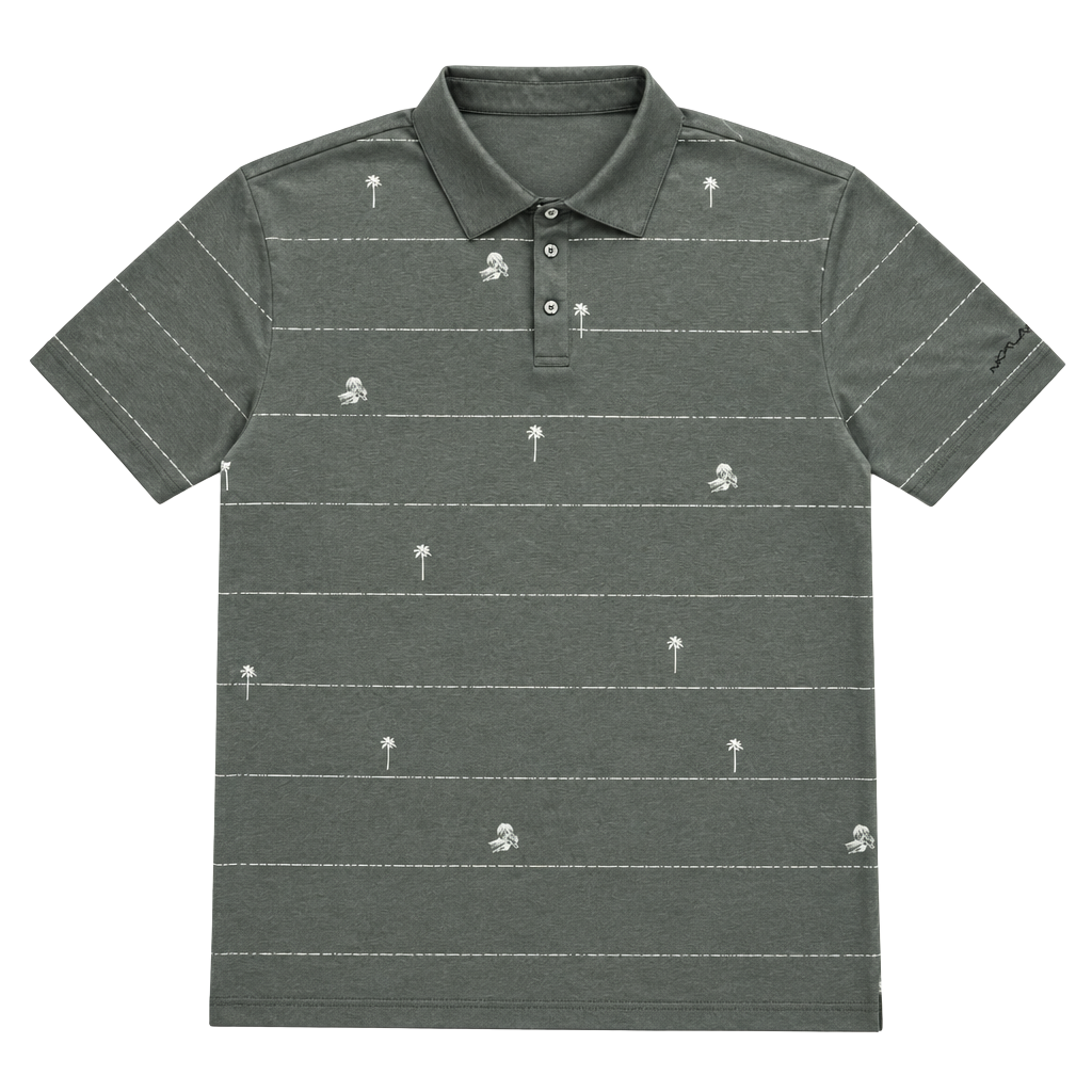 Nicklaus Golf Polo Shirt Size L Gray Palm Trees Eco Choice 1