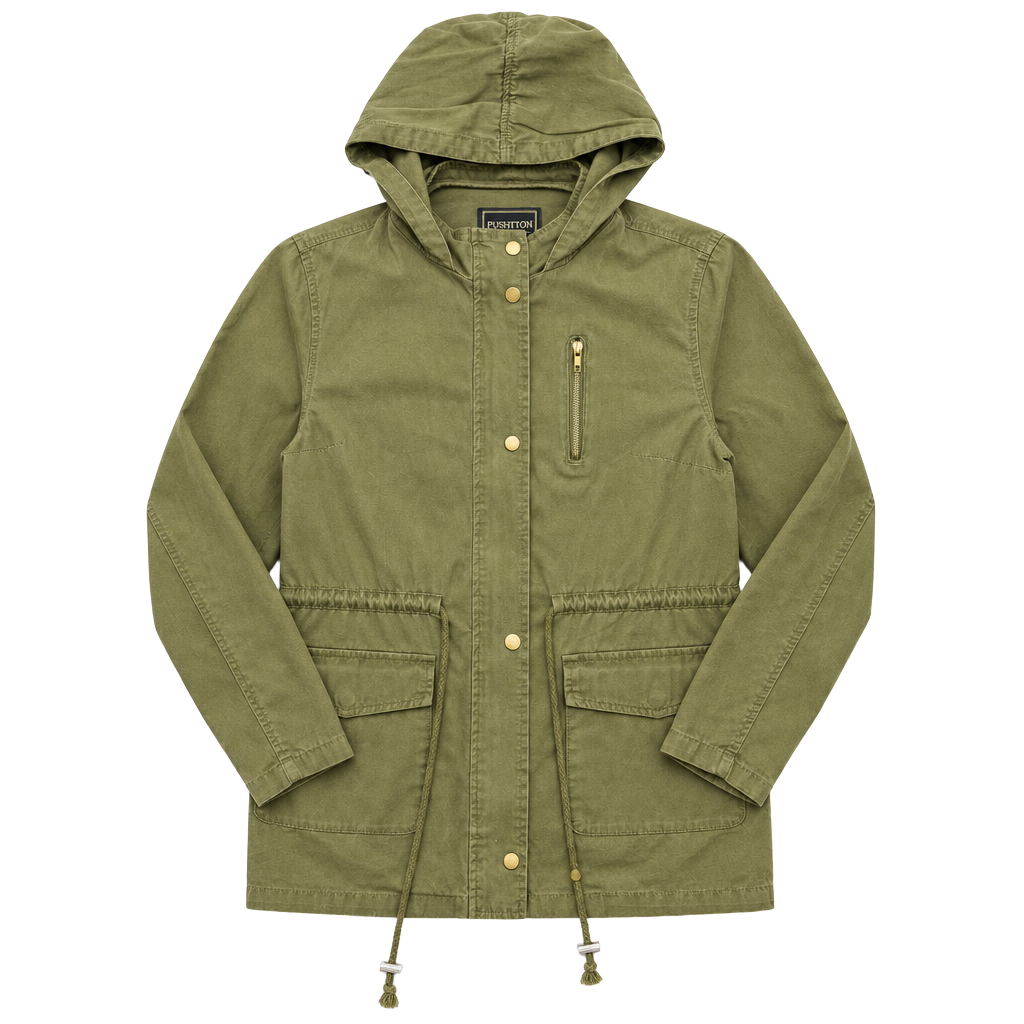 C'ESTTOI Army Green Hooded Utility Jacket Size S 1