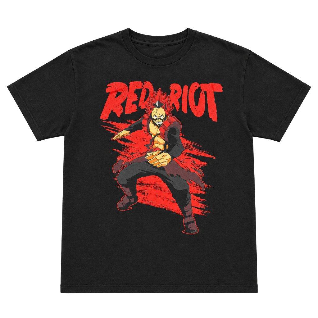 My Hero Academia Red Riot T-Shirt Size M Black Eijiro Kirishima Anime 1