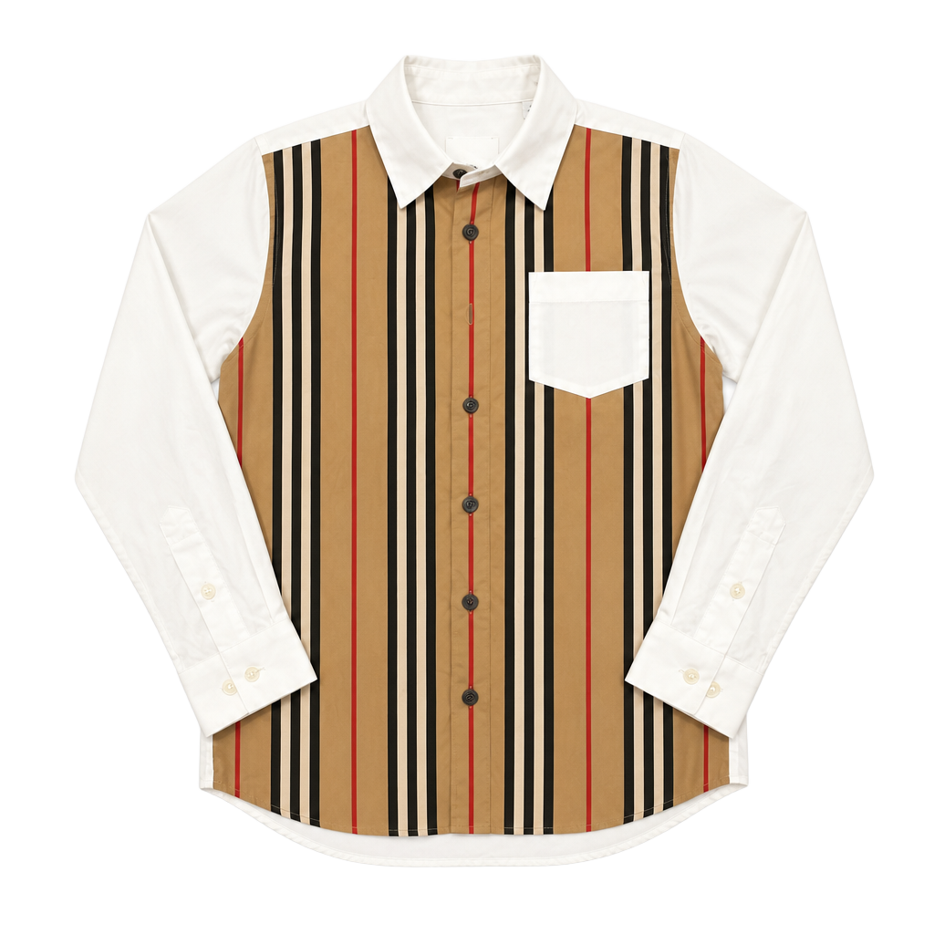Burberry Icon Stripe Cotton Shirt Size 8Y Check Long Sleeve 1