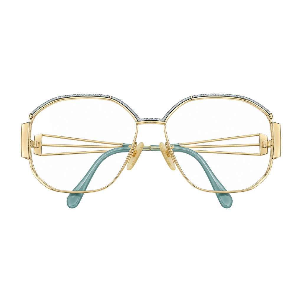 Neostyle Vintage 80s Gold Eyeglass Frames Geometric Oversized 1