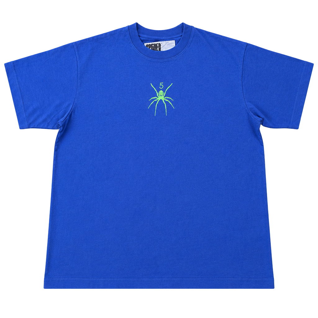 100% Authentic Sp5der Signature Tee Size M Blue Green Graphic T-Shirt 1