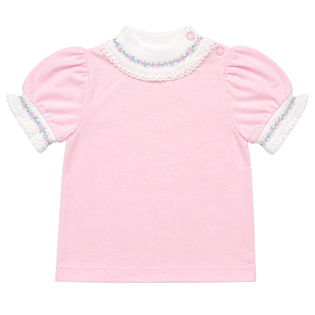 OshKosh B'Gosh Top Size 3-6 Mos. Pink Floral Lace Collar 1