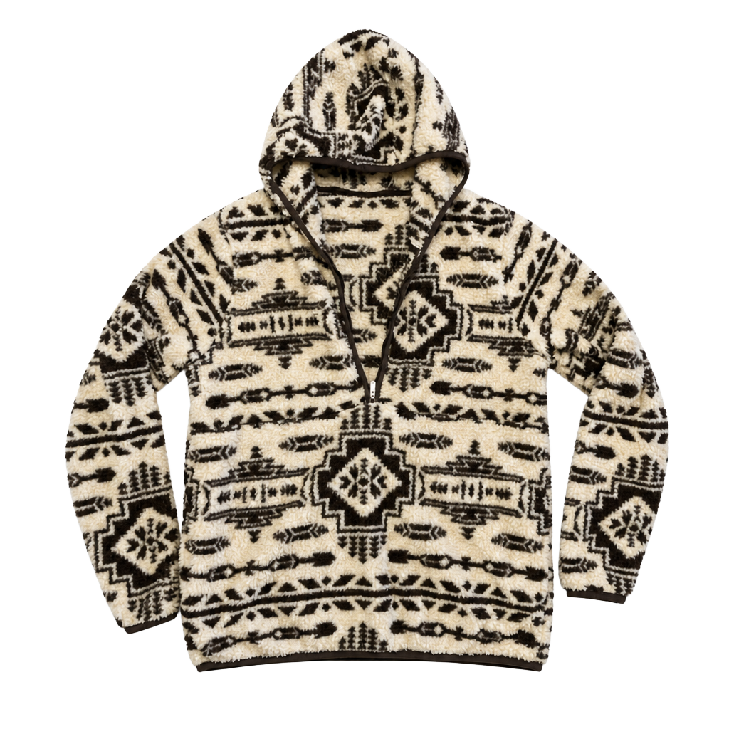 Ariat REAL Berber Pullover Hoodie Size L Aztec Fleece Brown 1