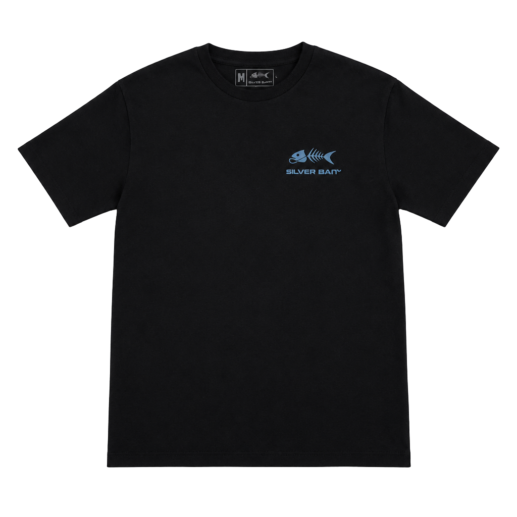 Silver Bait Respect The Locals T-Shirt Size M Black Fish Logo 1