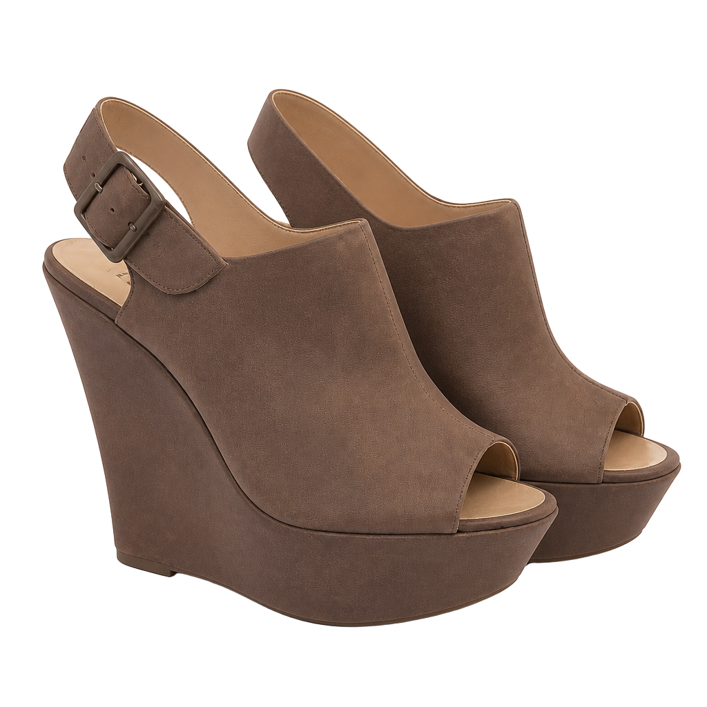 ShoeMint Kbell Grey Peep Toe Wedge Sandals Size 7 1