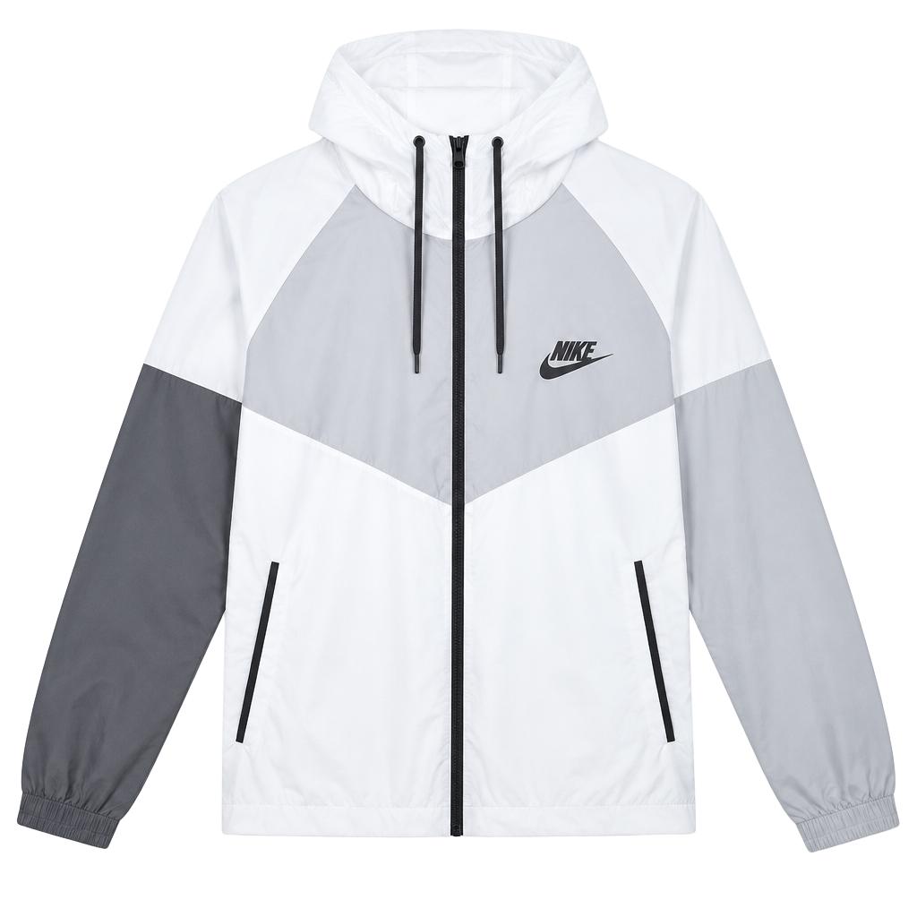 Nike Windrunner Hooded Jacket Size XXL Gray White Windbreaker 1