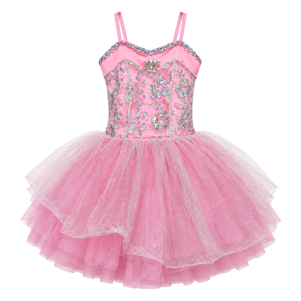 Curtain Call Dance Costume Dress Pink Sequins Tulle 1