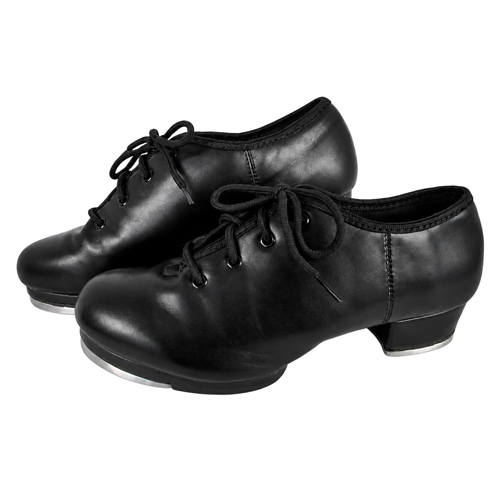 Unisex Lace-Up Black Tap Dance Shoes with Low Heel size W7 1