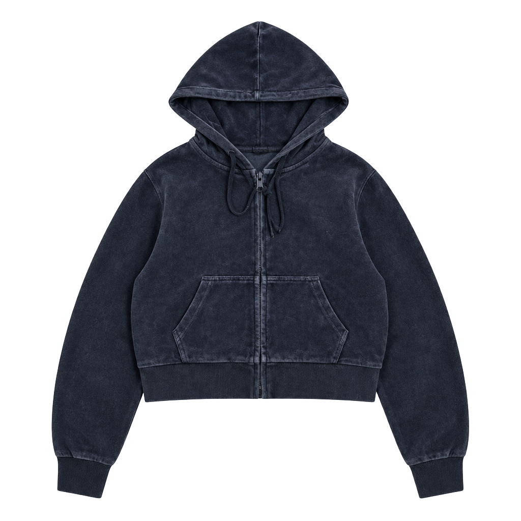 John Galt Velour Cropped Zip Up Hoodie 1