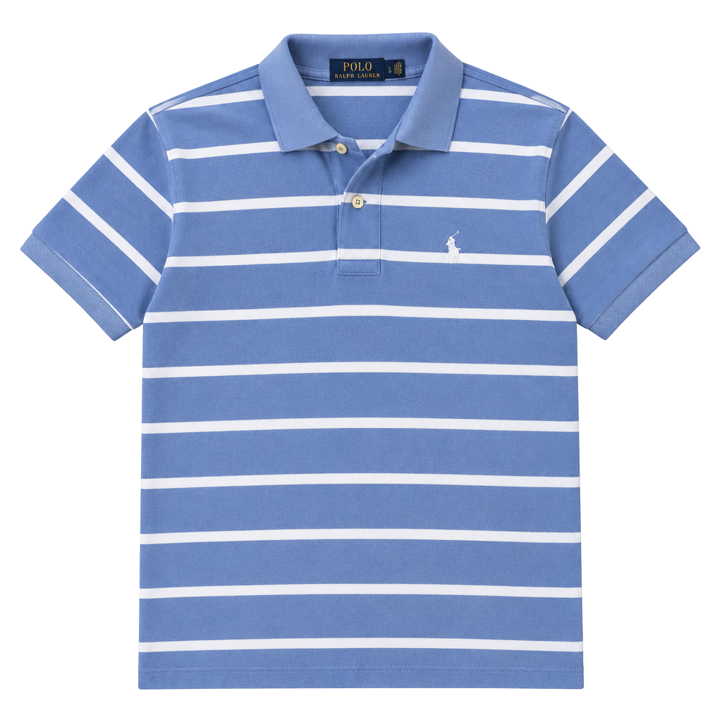 Polo Ralph Lauren Striped Polo Shirt Size LG Blue White Cotton 1