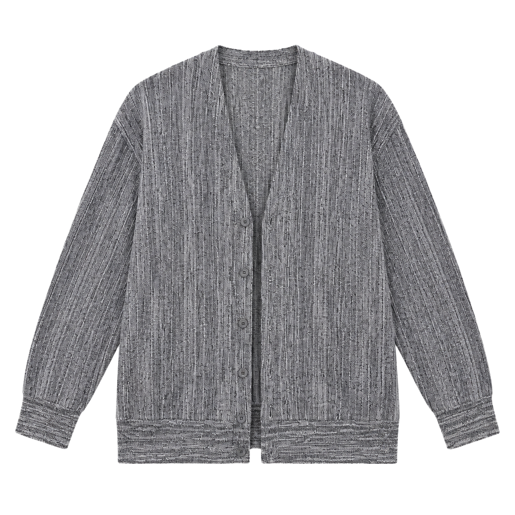 Mount Vernon Cardigan Size XL Gray Ribbed Knit V-Neck Sweater 1