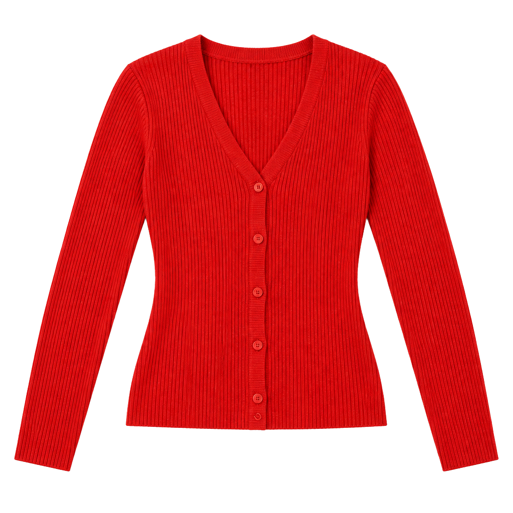 American Eagle Outfitters Cardigan Sweater Size M Red Ribbed V-Neck 1