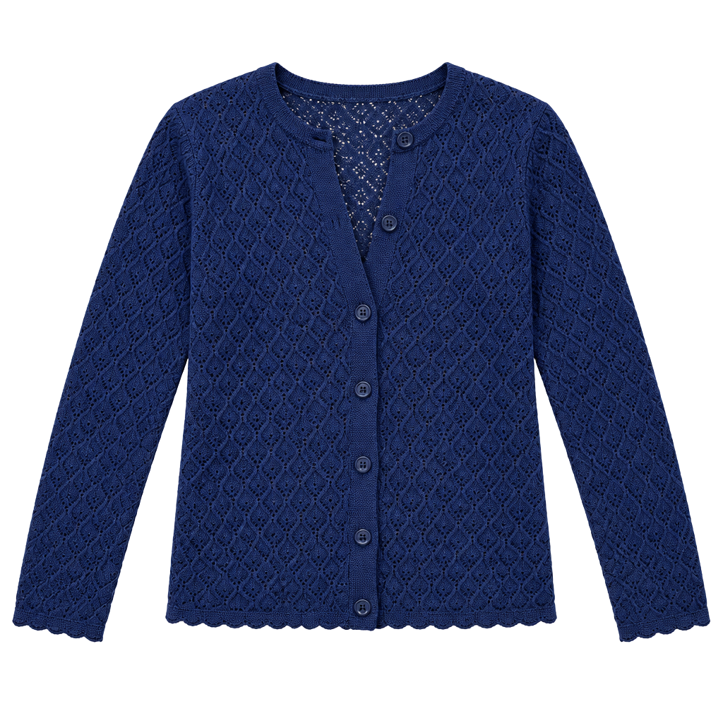 British Vogue Cardigan Sweater Navy Blue Vintage 70s Made in USA 1
