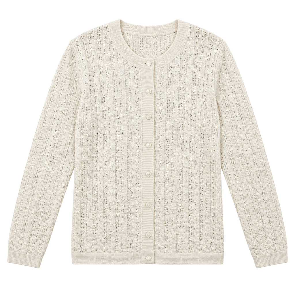 Hygrade Cardigan Size L White Cable Knit Button Front 1