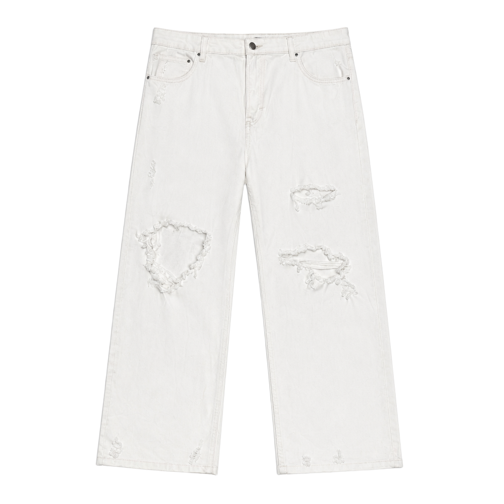 Wild Fable White High Rise Dad Jeans Distressed Y2K Grunge Size 18 1