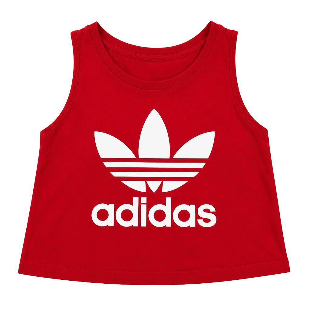 Adidas Originals Red Trefoil Cropped Tank Top Sleeveless Athleisure Size S 1