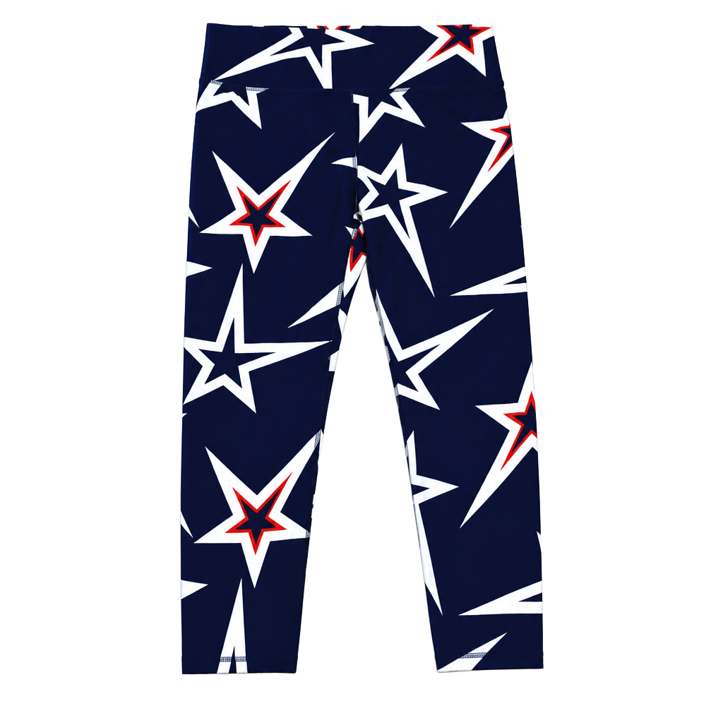 Fabletics Star Print High Rise 7/8 Leggings Navy Red White Womens Large 1