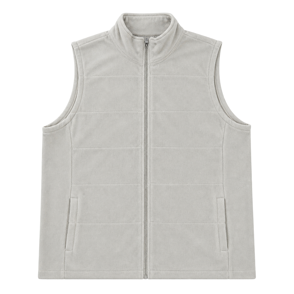 Lands’ End Ivory Fleece Zip Vest XL Minimalist Preppy 1