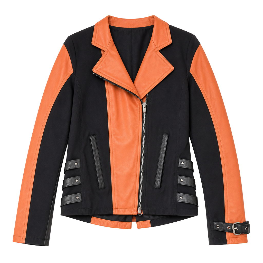 Vintage Harley-Davidson Women's Leather Jacket Black/Brown Orange Laced Sides 1