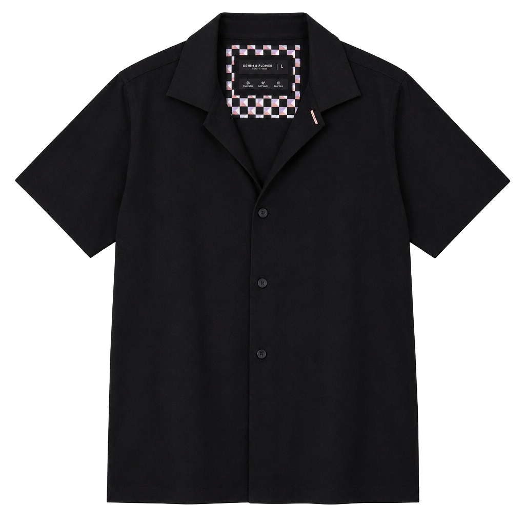 Denim & Flower Button Up Shirt Size XL Black Short Sleeve 1
