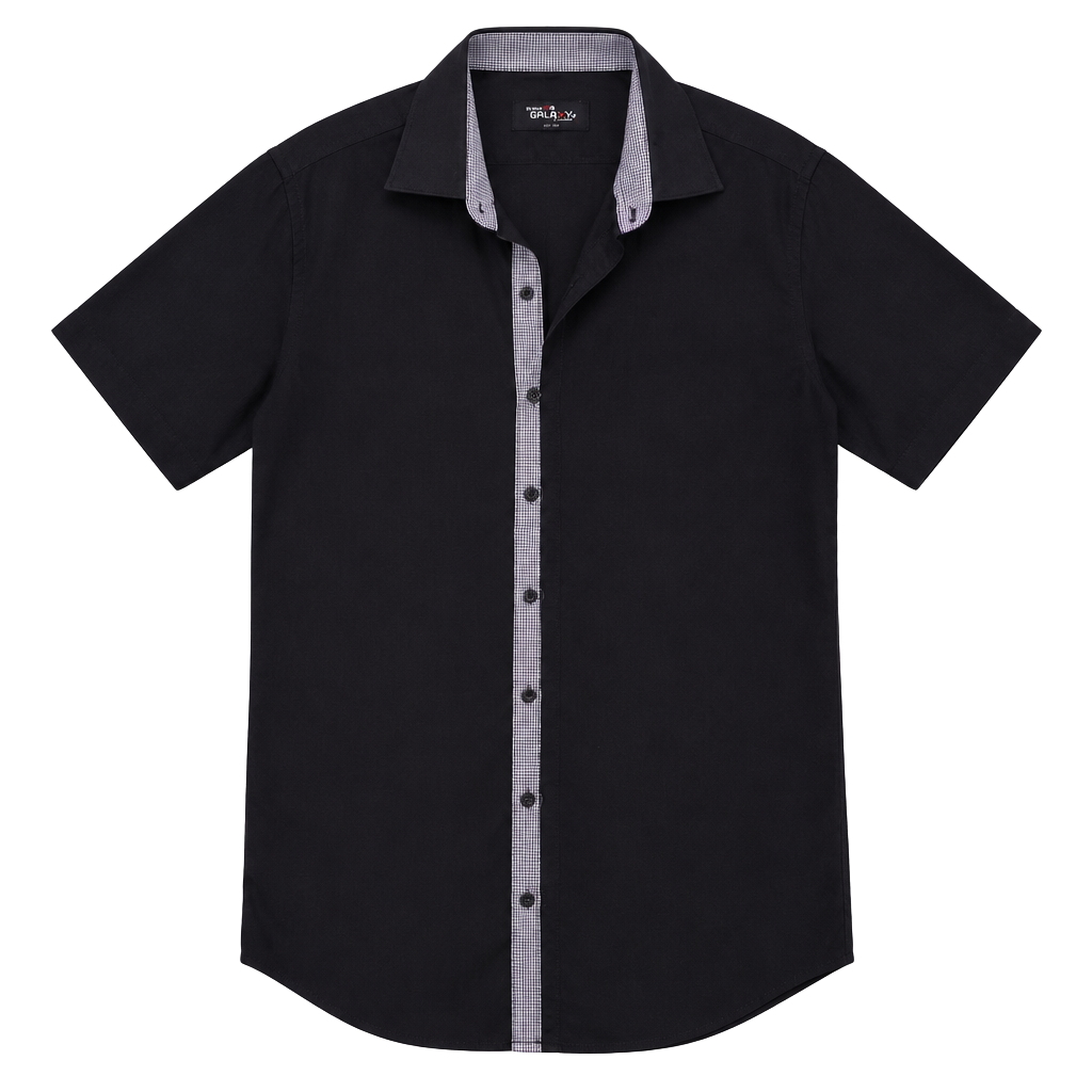 Galaxy By Harvic Short Sleeve Button Down Shirt Size XL Black 1