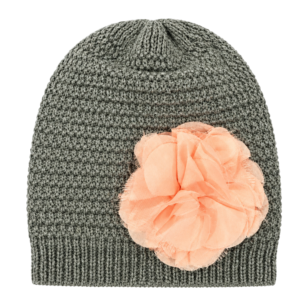 Carter's Knit Hat Size 12-24 Months Grey Flower 1