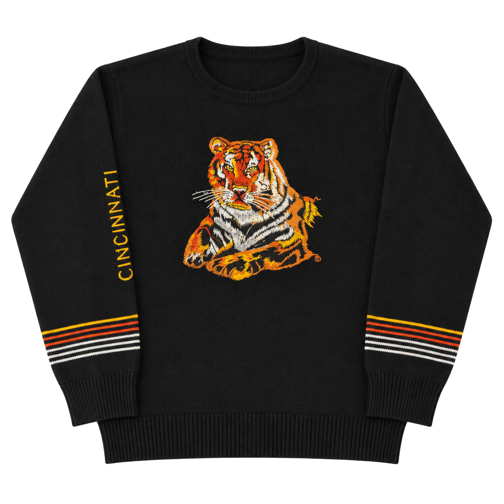 Cyn Les Cincinnati Tiger Sweater Size 38 Black Vintage Sweater 1