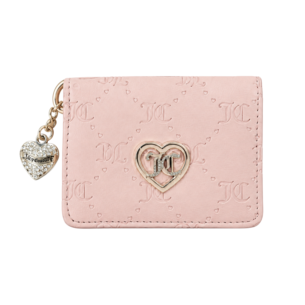 Juicy Couture Pink Monogram Heart Charm Card Holder Wallet 1