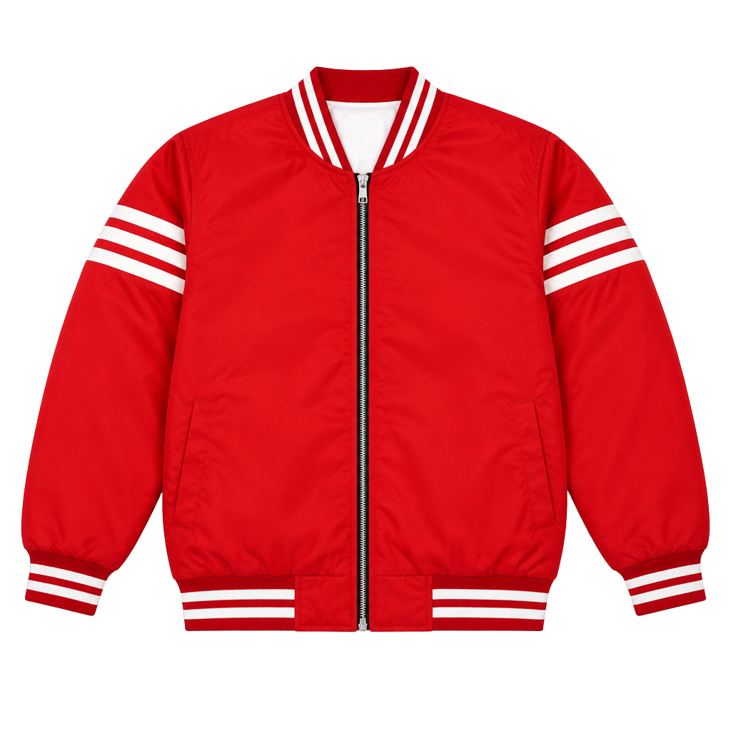 Komaft Bomber Jacket Size XL Red Varsity Full Zip 1