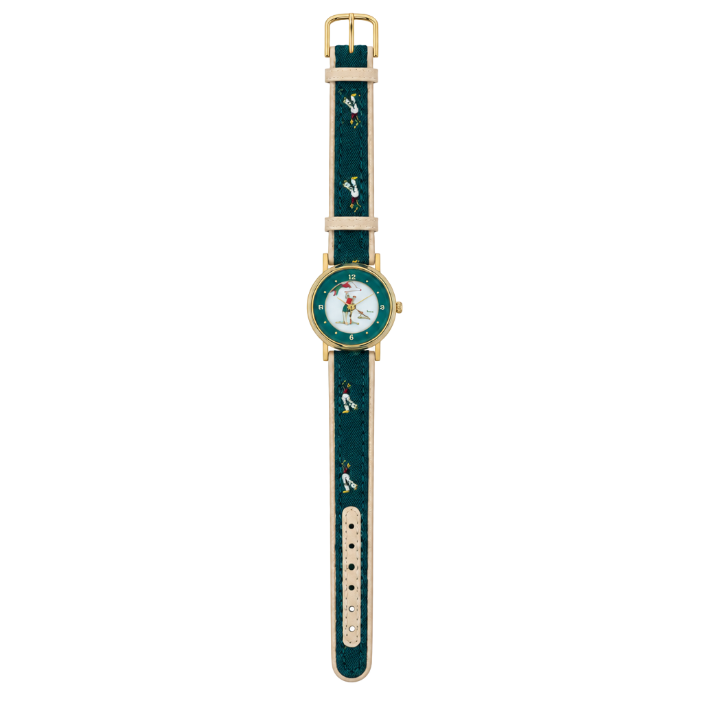 Louis Dior Vintage Golf Wristwatch Green Leather Strap 1