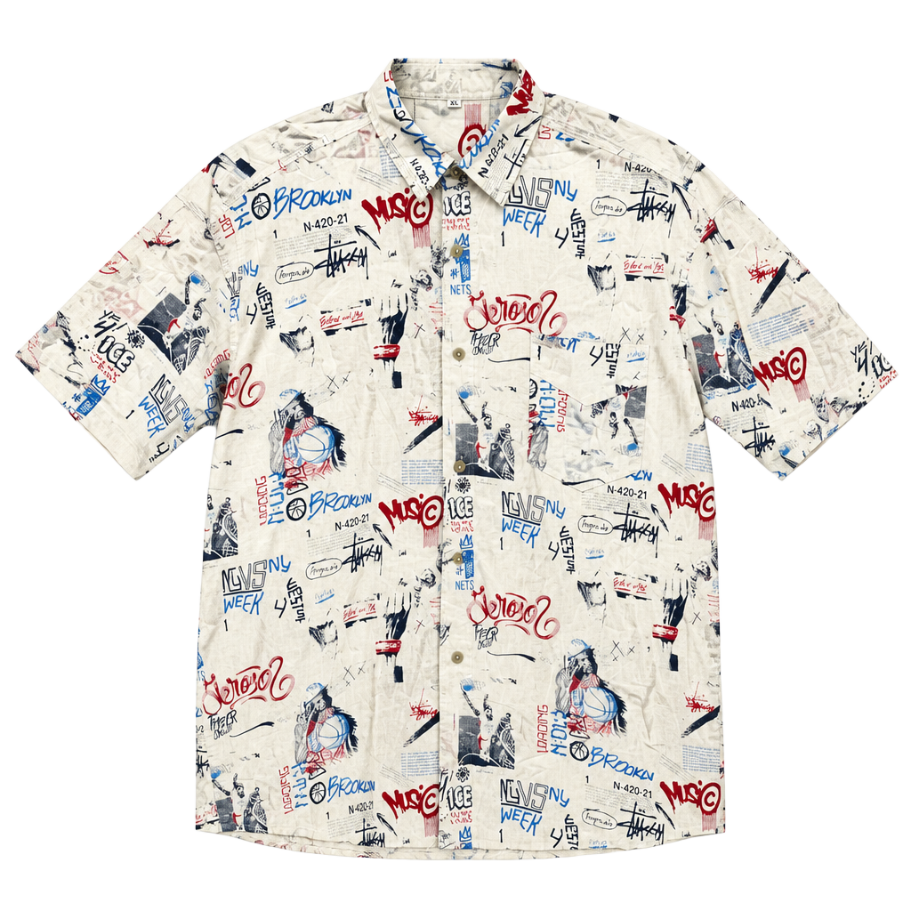 Vintage Stussy Stussy White Graphic Camp Collar Shirt XXL 1