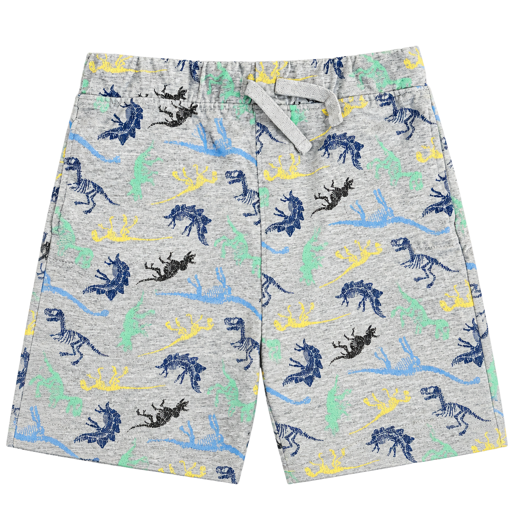 Dinosaur Print Gray Knit Shorts 1