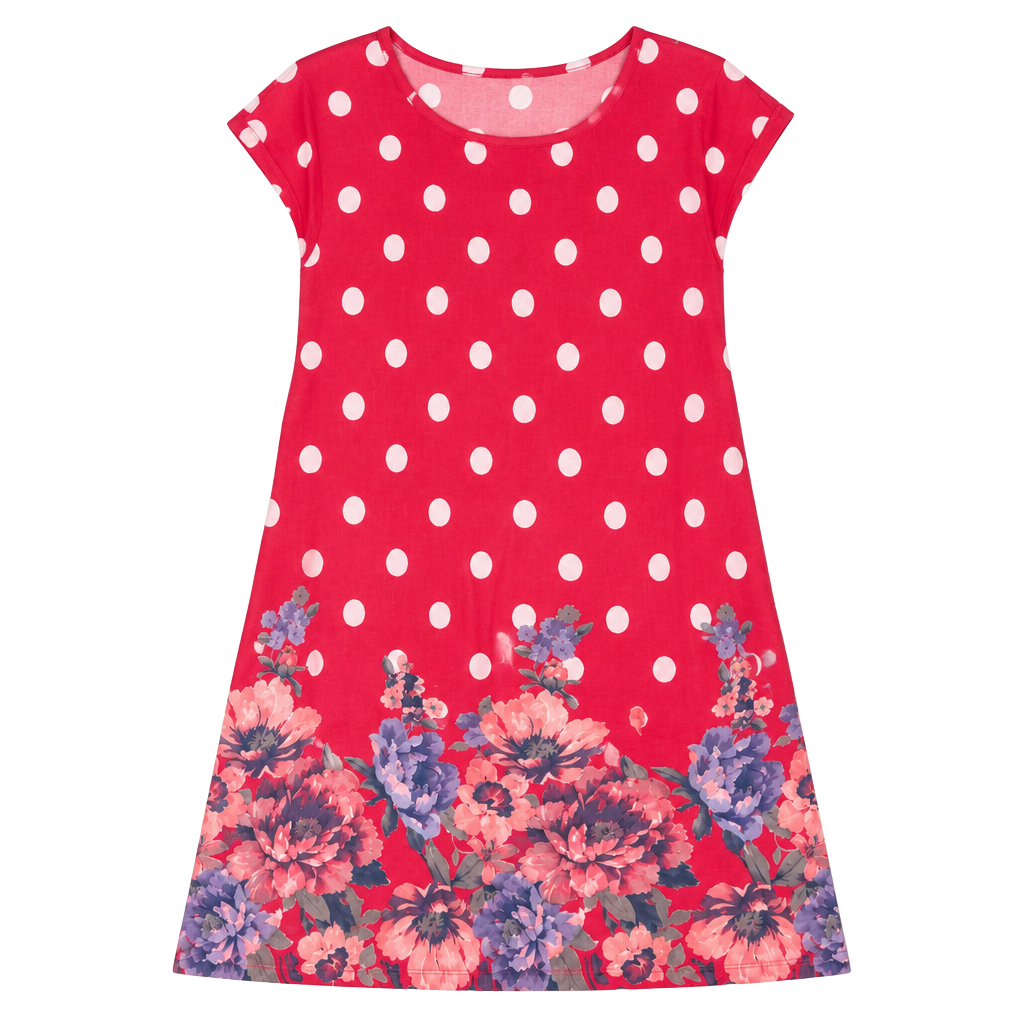 Made in Italy Polka Dot Floral Dress Red Linen 1
