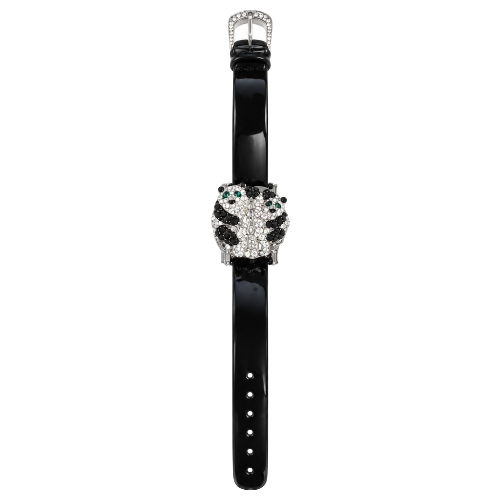 Victoria Wieck Crystal Panda Bear Quartz Watch Black wrist band green eyes 1