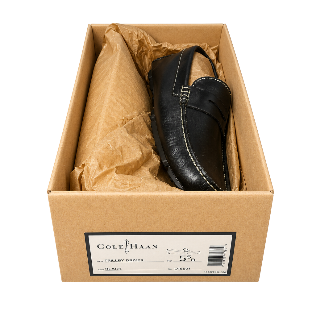 NIB Cole Haan Women's Trillby Driver Black Leather Penny Loafers 1