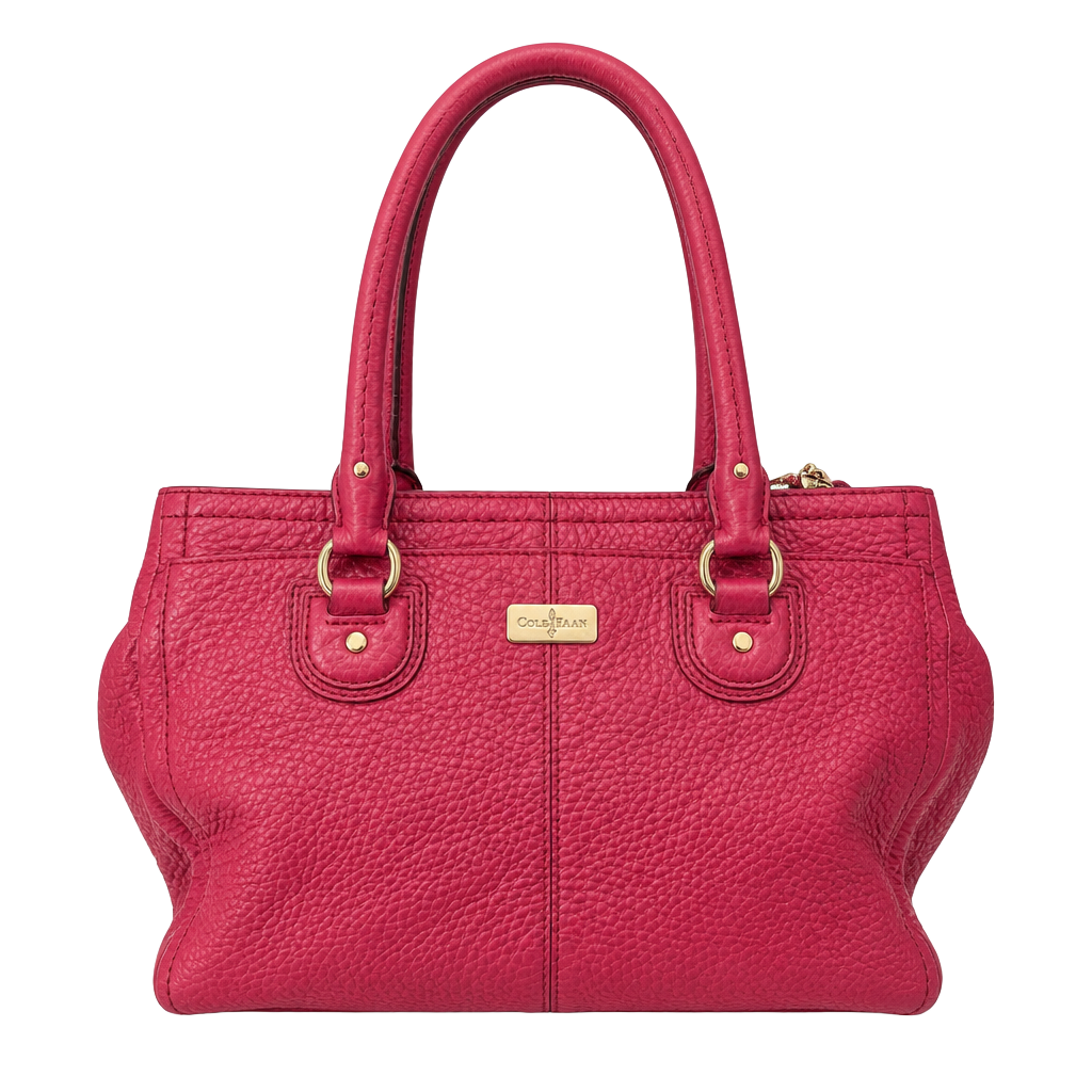 Vintage Cole Haan Village E/W Snap Satchel in Winery Pebbled Leather 1