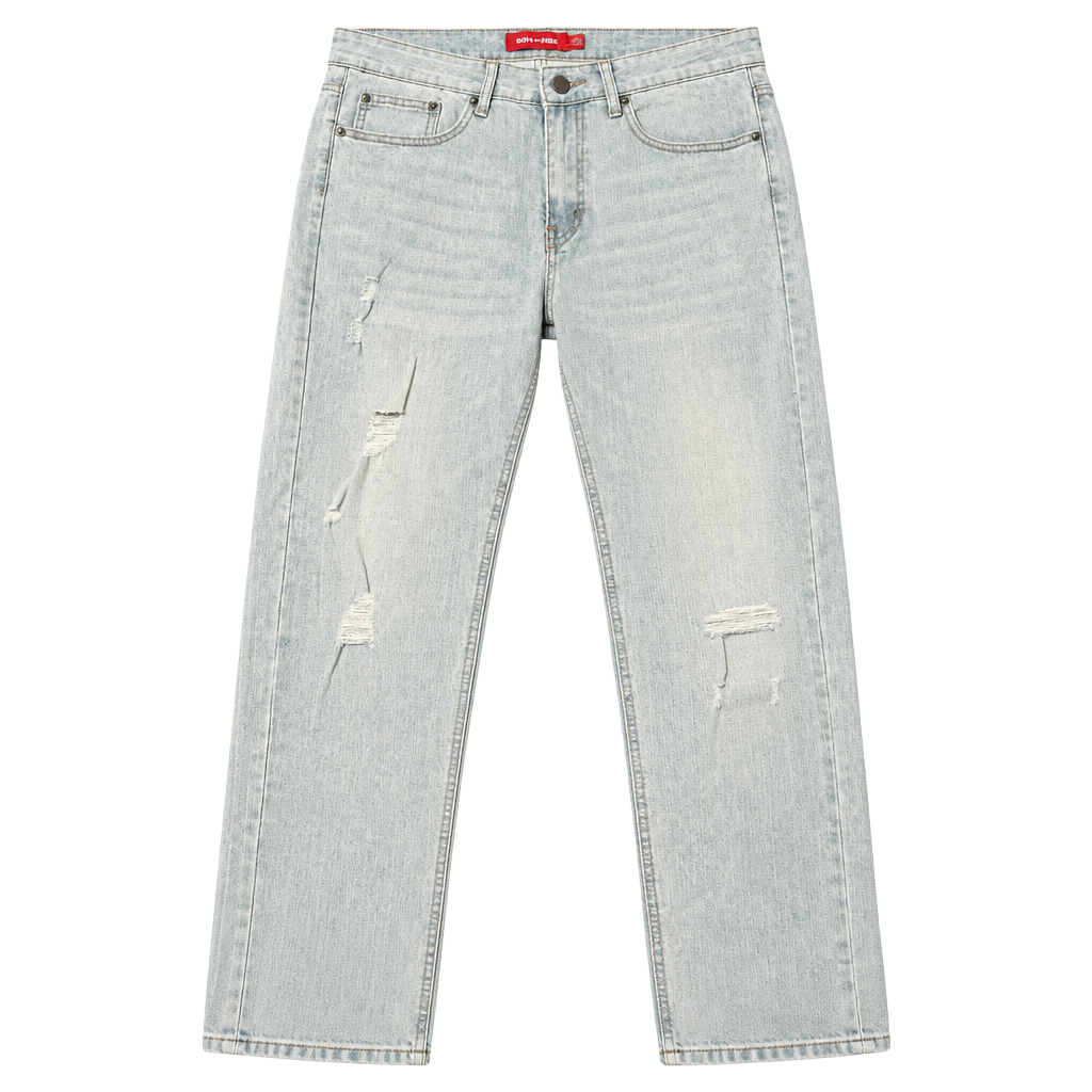 Ring of Fire Slim Distressed Light Wash Jeans Mens Size 31x30 Light Blue 1