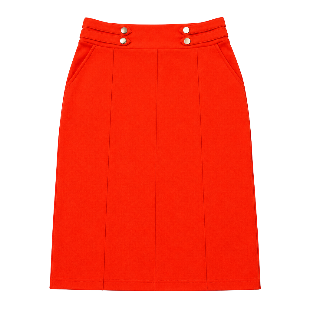 Harper By Block Pencil Skirt Womens Size Medium Orange Button Accent Midi 1