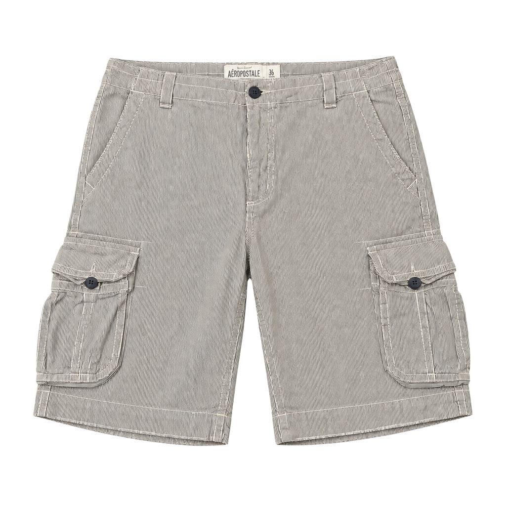 Aeropostale Cargo Shorts Mens Size 36 Blue White Hickory Striped Cotton 1
