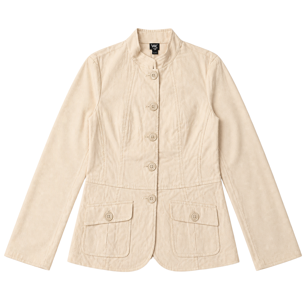 Worth New York Pink and White Striped Cotton Button Front Blazer Jacket Size 12 1