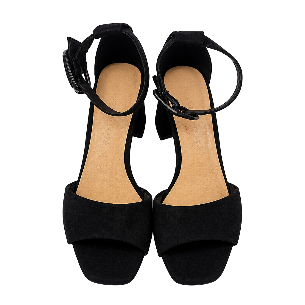 Chinese Laundry Yippy Black Suede Block Heel Sandals Size 8 1