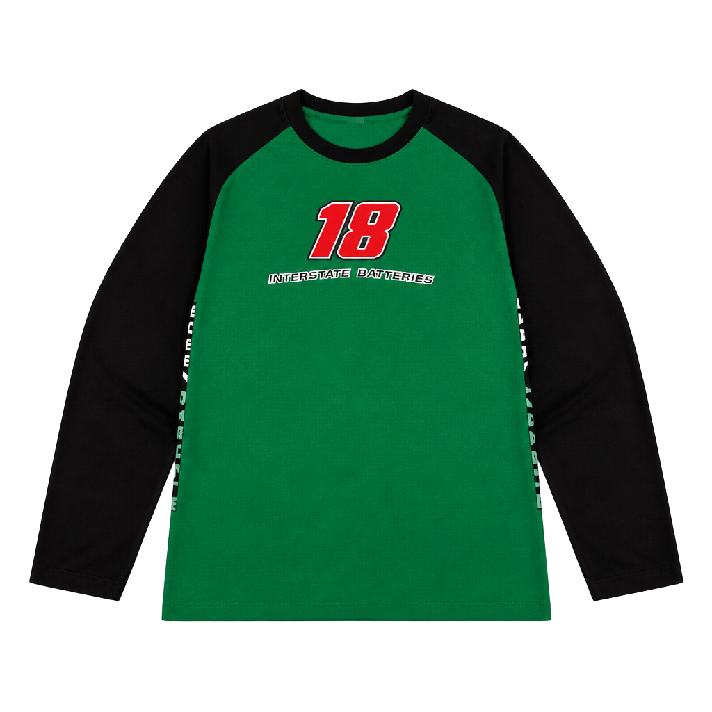 Vintage Bobby Labonte #18 Interstate Batteries NASCAR Raglan Long Sleeve Shirt-L 1