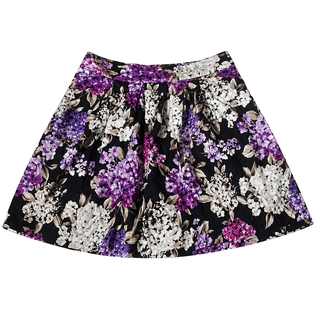 White House Black Market Purple Floral Hydrangea Print Skirt Size 8 1