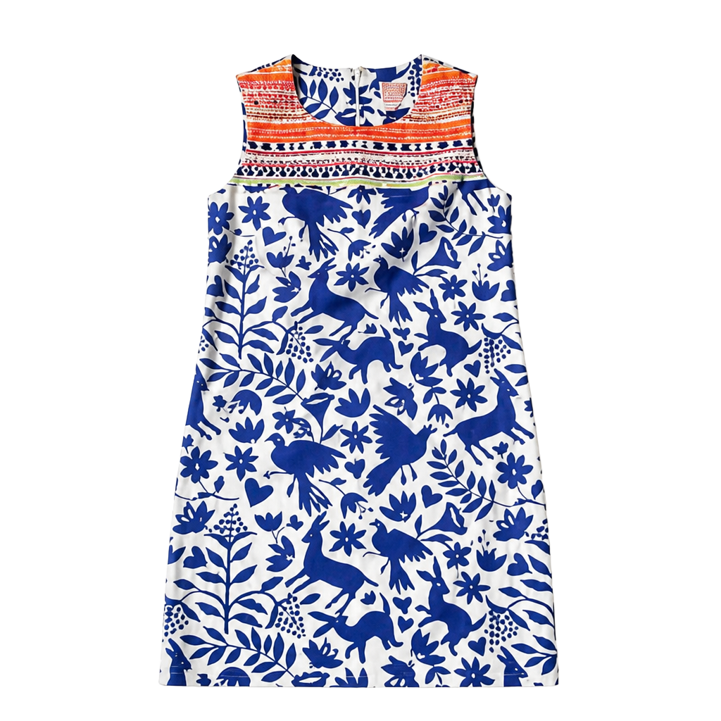Persifor Sleeveless Shift Dress Size S Blue White Animal Print 1