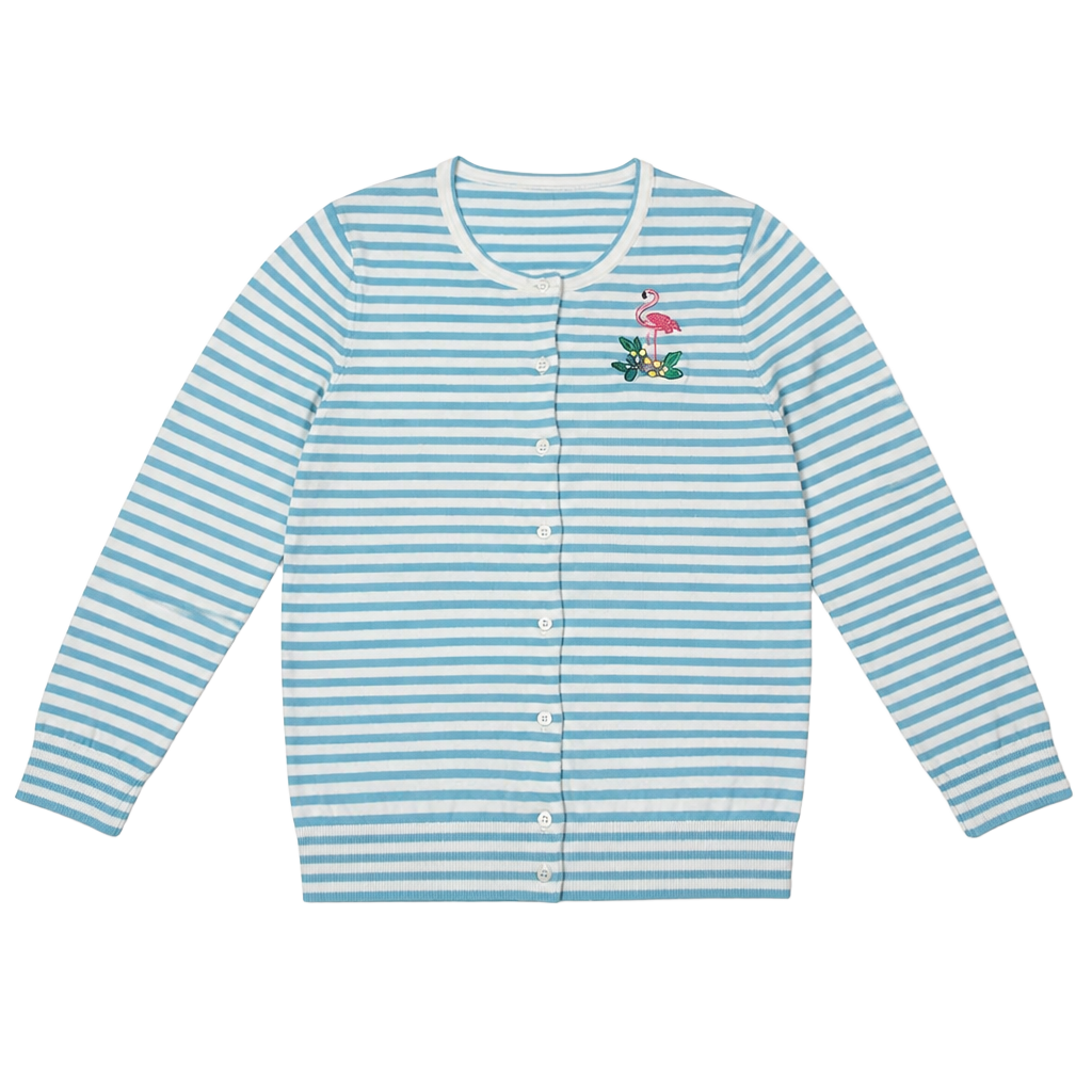 Talbots Blue and White Striped Button-Up Cardigan Large Petite 1